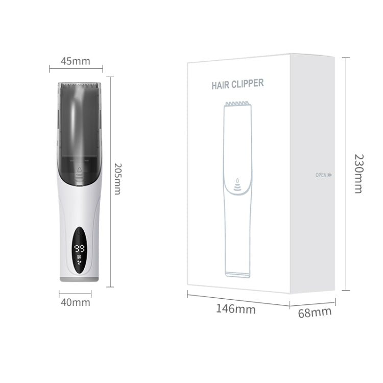 Elektrischer, wasserdichter Friseur-Kinder-Haarschneider, geräuscharm, wiederaufladbar, Push-Clipper, Digital Version White, Suction Upgrade Version White