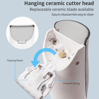Elektrischer, wasserdichter Friseur-Kinder-Haarschneider, geräuscharm, wiederaufladbar, Push-Clipper, Digital Version White, Suction Upgrade Version White