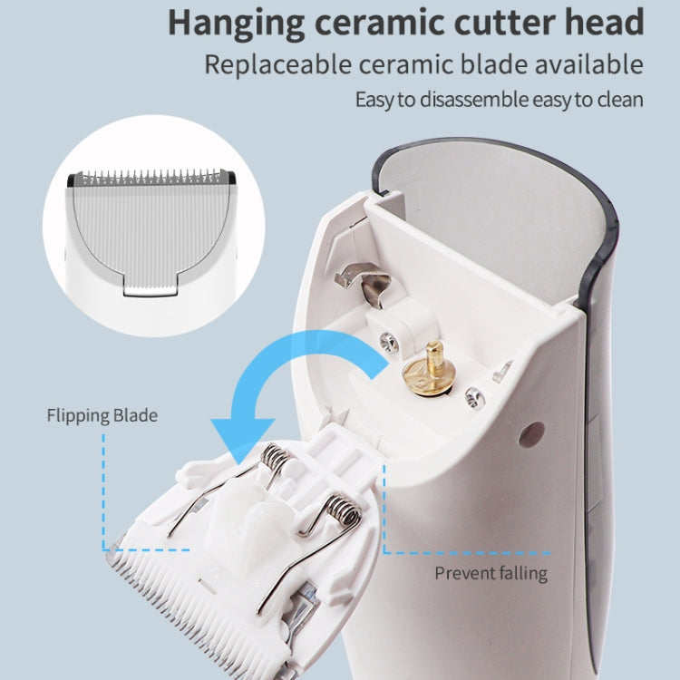 Elektrischer, wasserdichter Friseur-Kinder-Haarschneider, geräuscharm, wiederaufladbar, Push-Clipper, Digital Version White, Suction Upgrade Version White