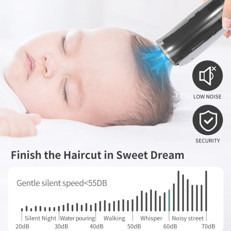 Elektrischer, wasserdichter Friseur-Kinder-Haarschneider, geräuscharm, wiederaufladbar, Push-Clipper, Digital Version White, Suction Upgrade Version White