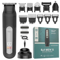 YJ-102 5-in-1 Multifunktions-Haartrimmer für Herren mit Licht, IPX6 wasserdicht, zum Trimmen von Haaren und Nase, YJ-102