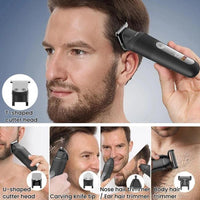 YJ-102 5-in-1 Multifunktions-Haartrimmer für Herren mit Licht, IPX6 wasserdicht, zum Trimmen von Haaren und Nase, YJ-102