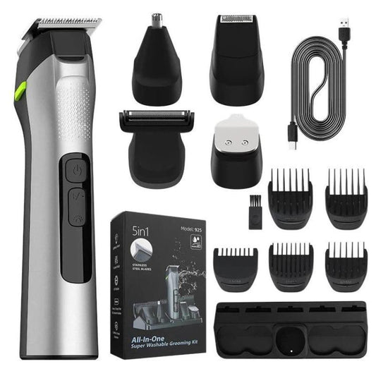 5-in-1 Multifunktions-Haarschneider mit LED-Licht, IPX6 wasserdicht, Haartrimmer & Nasenhaartrimmer, With LED Light