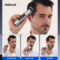 5-in-1 Multifunktions-Haarschneider mit LED-Licht, IPX6 wasserdicht, Haartrimmer & Nasenhaartrimmer, With LED Light