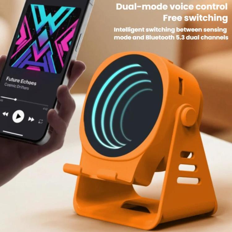 Kabelloser Induktionslautsprecher mit Handyhalterung, multifunktionaler Bluetooth-Desktop-Lautsprecher mit Nachtlicht