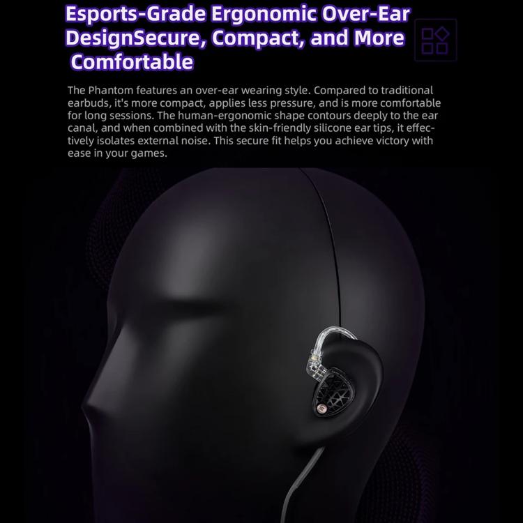 KZ Phantom Hi-Fi-Gaming-Kopfhörer mit 1,2 m Kabellänge, 3.5mm Standard, 3.5mm With Mic, Type-C Sound Card