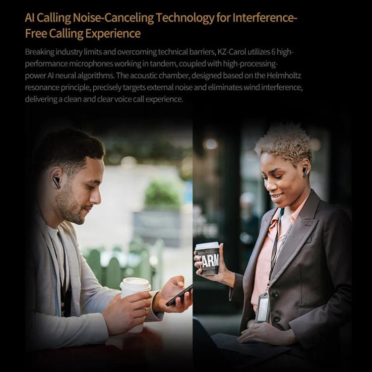 KZ-Carol Bluetooth-Kopfhörer mit aktiver Geräuschunterdrückung, Hi-Fi-ANC-Geräuschunterdrückung, TWS-Ohrhörer, Carol