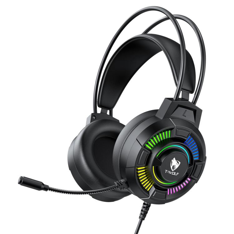 T-WOLF H140 Gaming-Headset mit Mikrofon, 7.1 Surround-Sound, kabelgebunden, mit RGB-Beleuchtung, H140