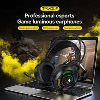 T-WOLF H140 Gaming-Headset mit Mikrofon, 7.1 Surround-Sound, kabelgebunden, mit RGB-Beleuchtung, H140