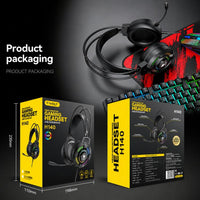 T-WOLF H140 Gaming-Headset mit Mikrofon, 7.1 Surround-Sound, kabelgebunden, mit RGB-Beleuchtung, H140
