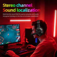 T-WOLF H150 Gaming-Headset mit zwei 3,5-mm-Klinkensteckern, Mikrofon, Over-Ear-Stereo-Kopfhörer mit Kabel und 40-mm-Lautsprechertreibern, H150