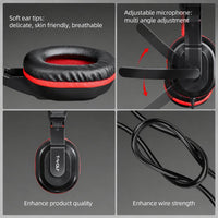 T-WOLF H150 Gaming-Headset mit zwei 3,5-mm-Klinkensteckern, Mikrofon, Over-Ear-Stereo-Kopfhörer mit Kabel und 40-mm-Lautsprechertreibern, H150