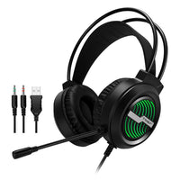 T-WOLF H130 Dual 3,5-mm- und USB-Gaming-Headset mit Mikrofon, RGB-Beleuchtung, kabelgebundener PC-Kopfhörer, H130