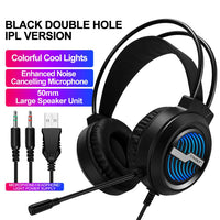 T-WOLF H130 Dual 3,5-mm- und USB-Gaming-Headset mit Mikrofon, RGB-Beleuchtung, kabelgebundener PC-Kopfhörer, H130