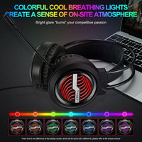 T-WOLF H130 Dual 3,5-mm- und USB-Gaming-Headset mit Mikrofon, RGB-Beleuchtung, kabelgebundener PC-Kopfhörer, H130