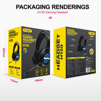 T-WOLF H130 Dual 3,5-mm- und USB-Gaming-Headset mit Mikrofon, RGB-Beleuchtung, kabelgebundener PC-Kopfhörer, H130