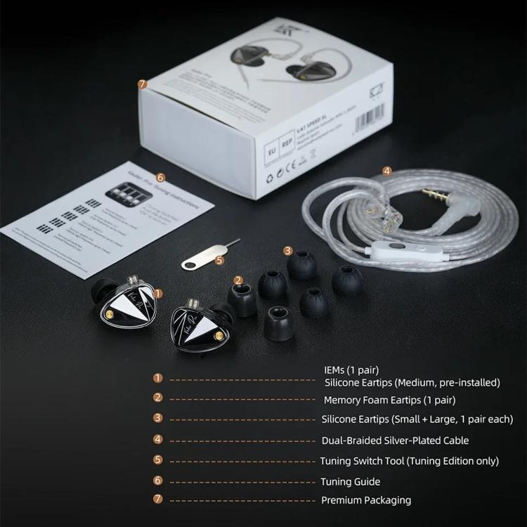 KZ Vader Pro HiFi Bass 6-Treiber Dynamische Musik In-Ear-Kopfhörer mit 1,2 m Kabellänge, HM Curve Standard, HM Curve With Mic, Bass Enhanced Standard, Bass Enhanced With Mic, HM Curve With Mic Type-C, Bass Enhanced With Mic Type-C
