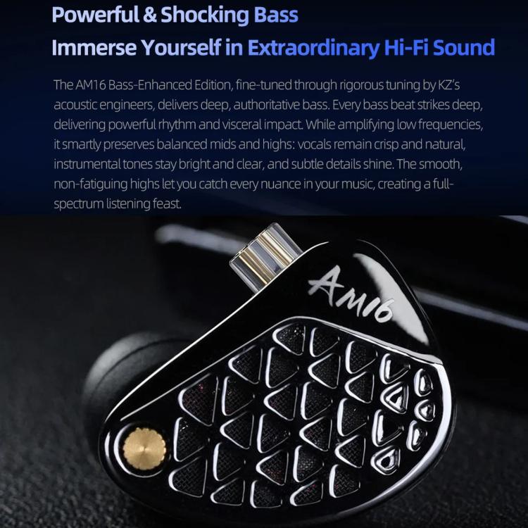 KZ-AM16 Kabelgebundene Ohrhörer mit dedizierten Tieftontreibern für Musik, Gaming und Hi-Fi (1,2 m), Balanced Standard 3.5mm, Balanced With Mic 3.5mm, Bass Enhanced Standard 3.5mm, Bass Enhanced With Mic 3.5mm, Balanced With Mic Type-C                 ...