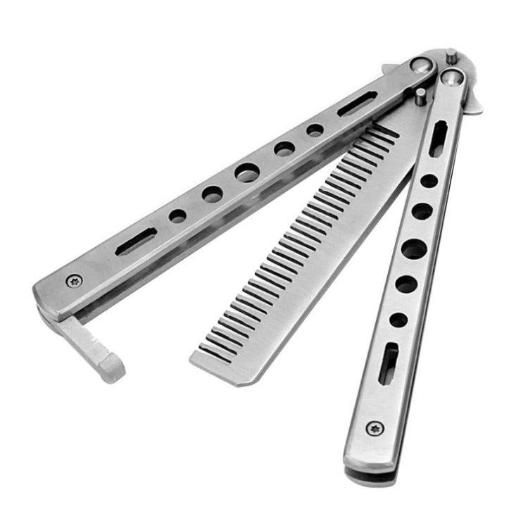Salon-Übungskamm aus rostfreiem Stahl, Übungsmesser (ungeschnitten), Schmetterlingskamm