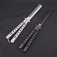 Salon-Übungskamm aus rostfreiem Stahl, Übungsmesser (ungeschnitten), Schmetterlingskamm