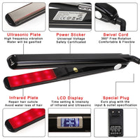 RUCHA Ultraschall-Infrarot-Haarpflegeeisen-Glätteisen mit verstellbarem, verbessertem LCD-Display, EU, US, UK, AU